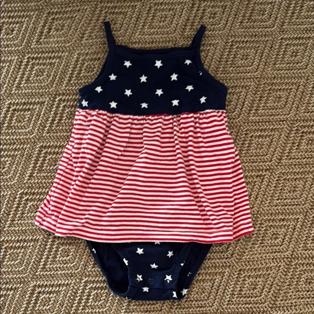 Carter’s Red and Blue Star Striped Baby Dress 24 months EUC